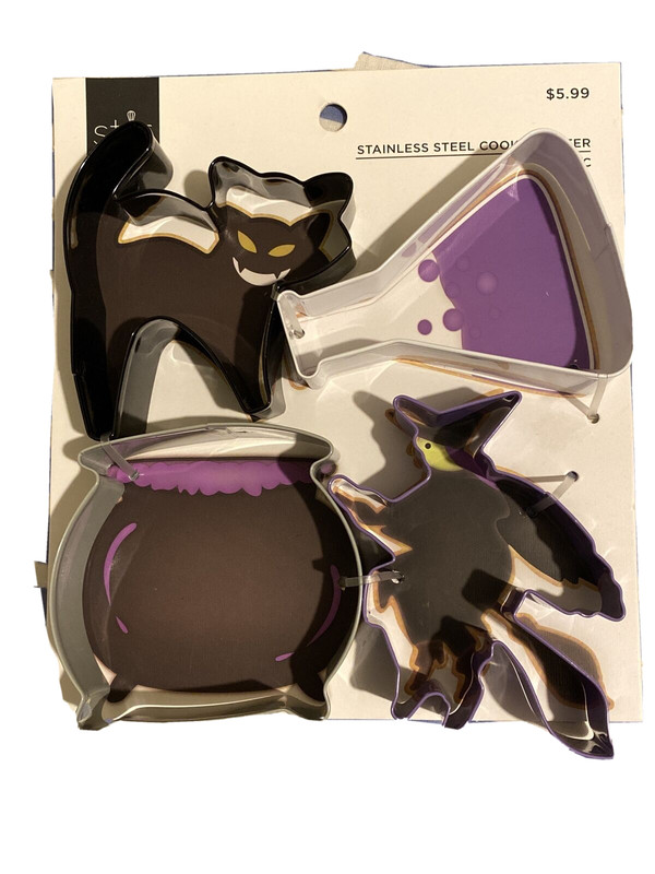 Halloween Stainless Steel Cookie Cutters Cat Witch Potion Cauldron Stir Brand