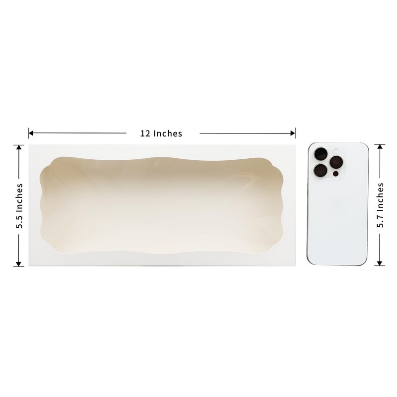 24pcs 12x5.5x2.5 Inch White Bakery Boxes Cookie Boxes Donut Boxes with Window... gallery