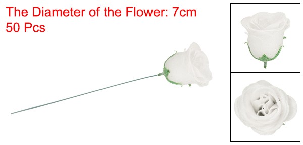 50pcs Roses Glitters Fake Flower Artificial Rose Flowers with 50pcs Stems White gallery