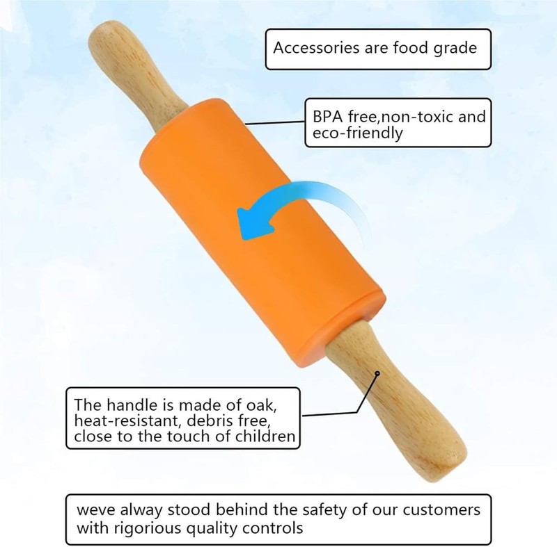Mini Rolling Pin Set Kids Dough Rollers Kitchen Baking Supplies gallery