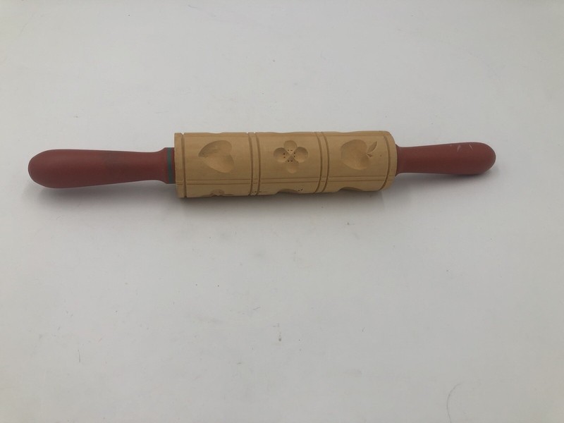 Wooden Print Roller Cookie Pastry Press Handles Rolling Pin Wood Carved Germany gallery