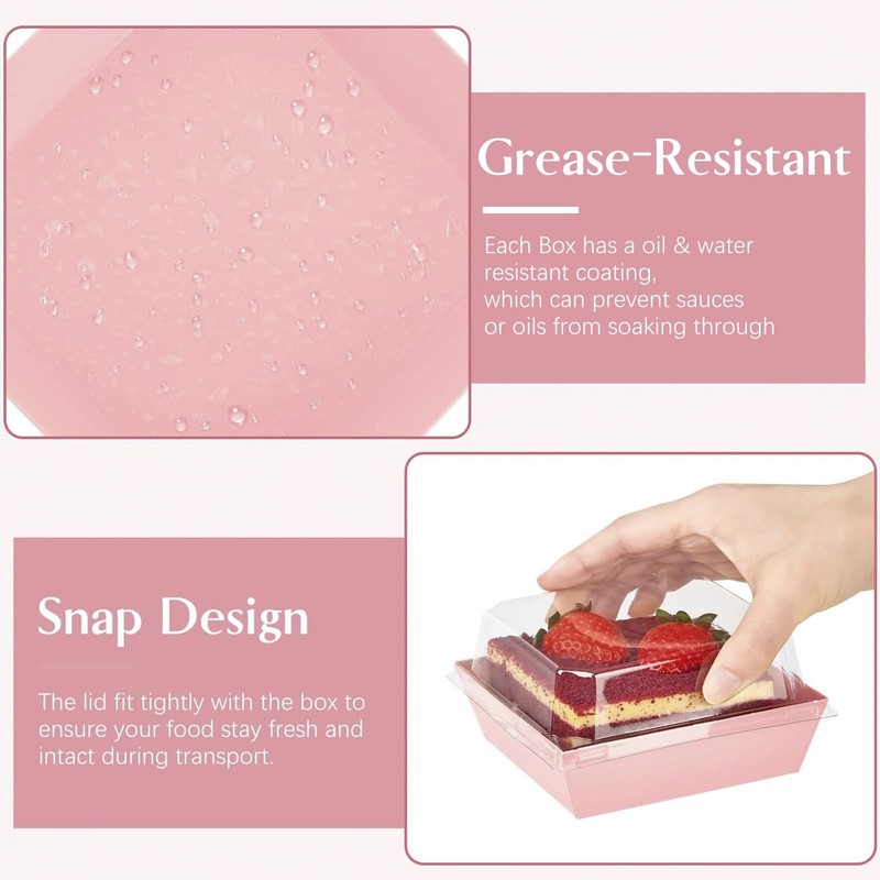 Small Charcuterie Boxes with Clear Lids, 50 Pack, 4", Pink gallery
