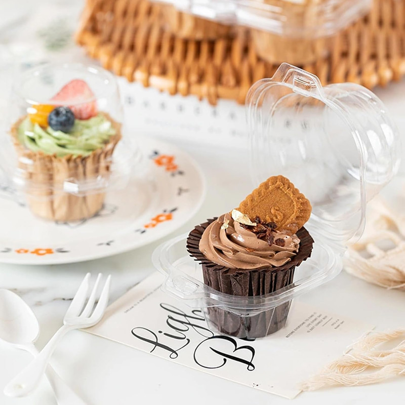 50 Pack Individual Cupcake Containers, Plastic Cupcake Boxes with Lids, Stackabl gallery