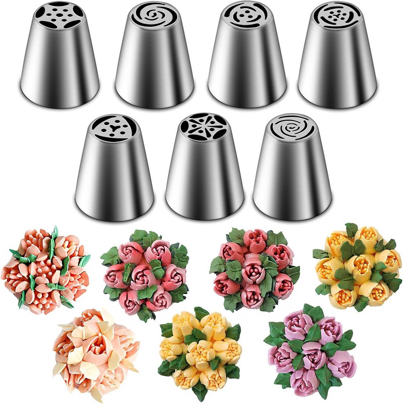 Russian Piping Tips Set Stainless Steel Cupcake Flower Shaped Frosting Nozzle