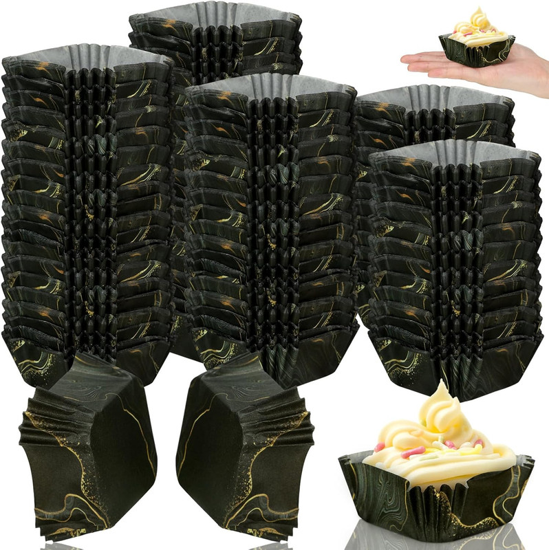350 capacillos cuadrados mini cupcakes papel desechable 1.77in reposteria fiesta