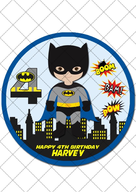 Batman Superhero Pre-cut Round Edible Icing Cake Topper gallery