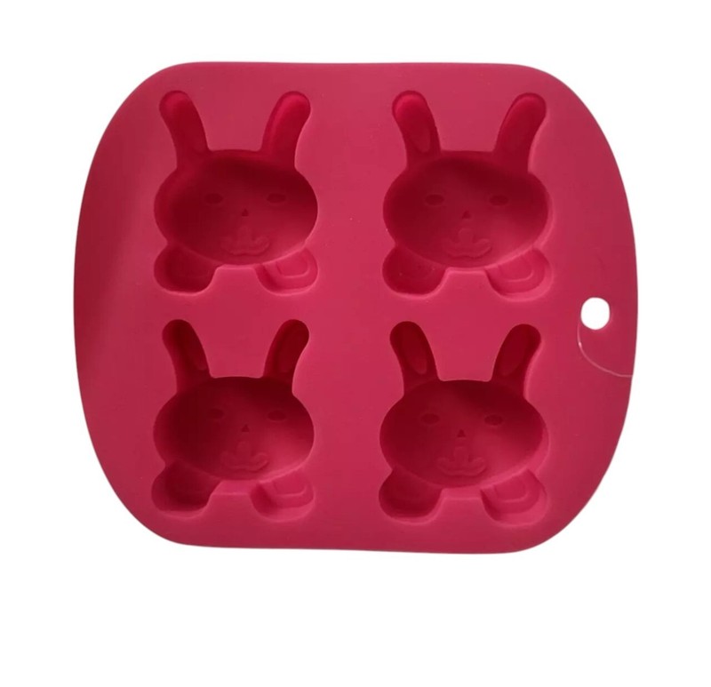 Happy Easter Bunny Silicone Treat Baking Mold 4 Cavities Chocolate Candy 5"x5.9" gallery