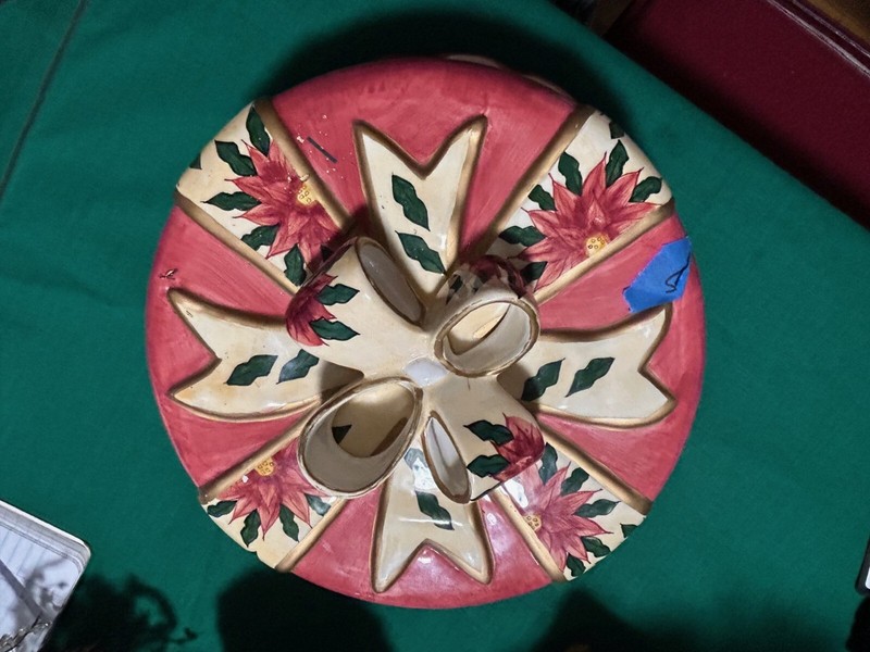 World Bazaar Inc Covered Cake Plate Christmas Poinsetta Design  gallery