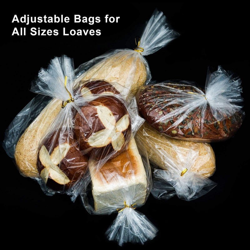 Bread Bags with Ties, Reusable,100 Clear Bags and 100 Ties, Bread Bags For Ho... gallery