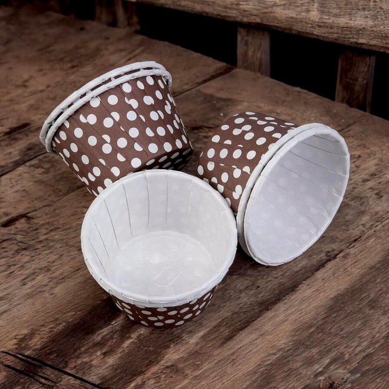 100-Pack Brown Polka Dot Paper Baking Cups – 2.5-Inch Cupcake Liners, Treat Cup gallery