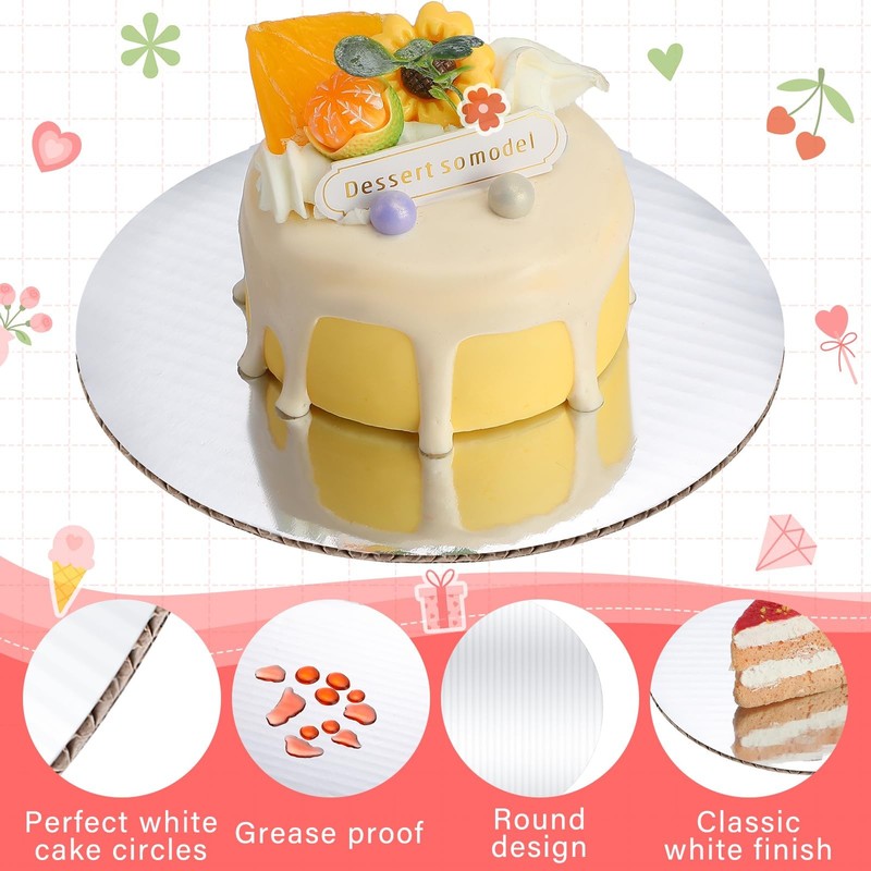 100 PCS 5 Inch Cake Board Round Mini Cardboard Circle Grease Proof Tray Silver gallery