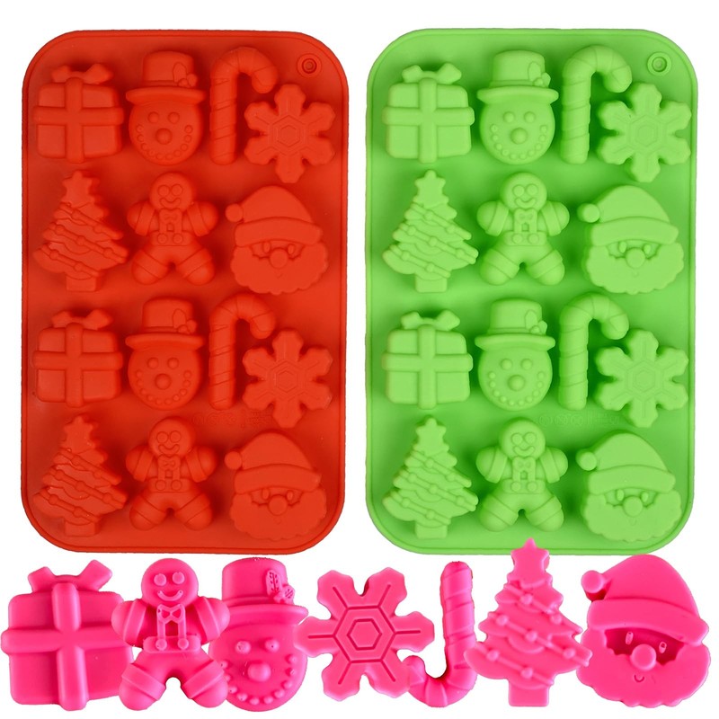 2 Pcs 3D Christmas Silicone Chocolate Molds Candy Baking Molds for Chocolates
