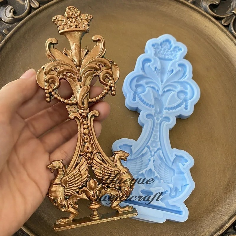 European Retro Scroll Chocolate Fondant Mold for Wedding Baroque Silicone Mold
