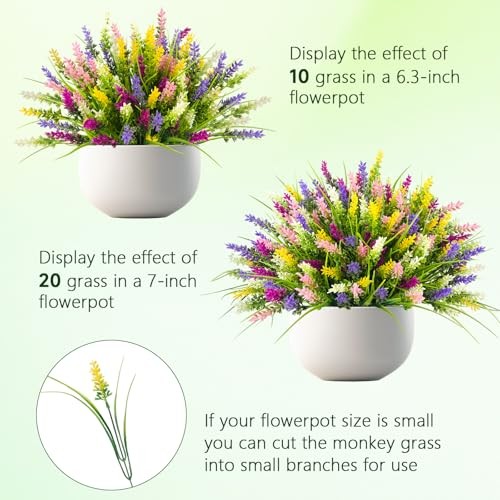 Artificial Plants Outdoor Fake Monkey Grass with Flowers 10 Bundles Mix Color gallery