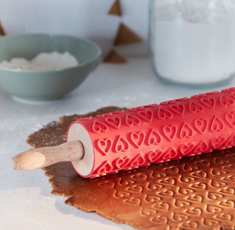 IKEA Vİterfint Cover For Rolling Pin~Heart Impressions~ Valentines Christmas NEW gallery