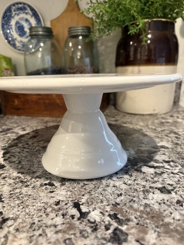 White Ceramic Cake Cupcake Stand - 9-1/4” Pedestal 4-3/8” Tall New gallery