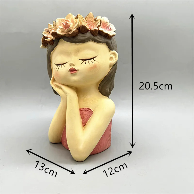 DIY silicone mold 3D cute girl flower pot resin gypsum concrete crystal drip glu gallery