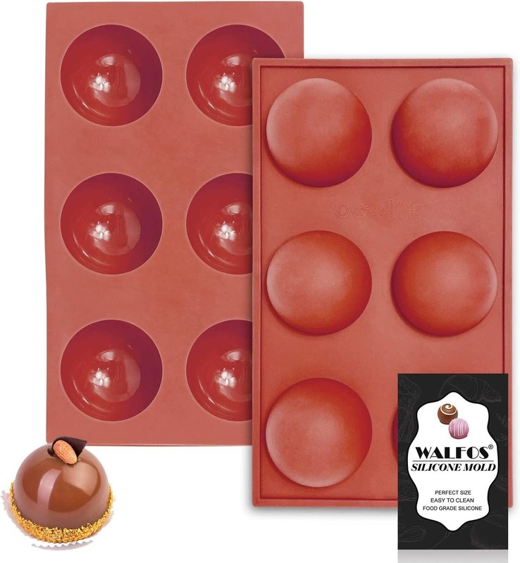 Large 6-Cavity Silicone Baking Jelly Chocolate Cake Dome Mousse Mold – 2pack