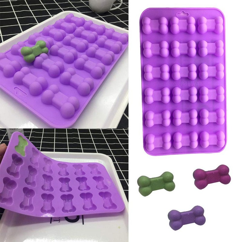 7 Pack Dog Treat Molds, Puppy Paw and Bone Molds, Non-stick Dog Ice Molds Tra... gallery