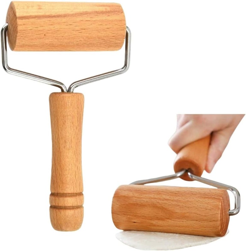 Stainless Steel & Beechwood Rolling Pin W/ Adjustable Thickness Ergonomic