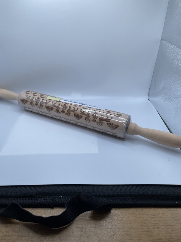 Christmas Pattern Wooden Rolling Pin Environmental Health Natural Raw Wood