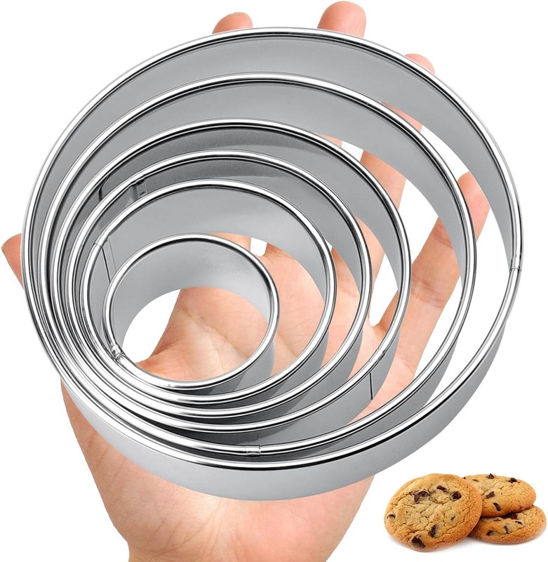6 Pcs Round Cookie Cutter Set (2, 3, 3.5, 4, 5, 6 Inch) Metal Stainless Steel