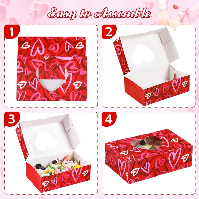 40 PCS Valentines Day Cookie Treat Boxes With Window 8.7x5.5x2.8 Inch Pink gallery