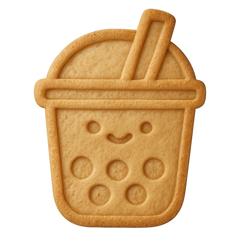 Bubble Tea with Smiley Face Cookie Cutter & Stamp, Fondant & Clay – 4×3.5