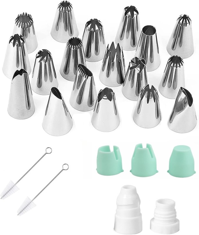 18Pcs Large Piping Tips & Couplers Set Piping Bgs Stainless Steel Cake