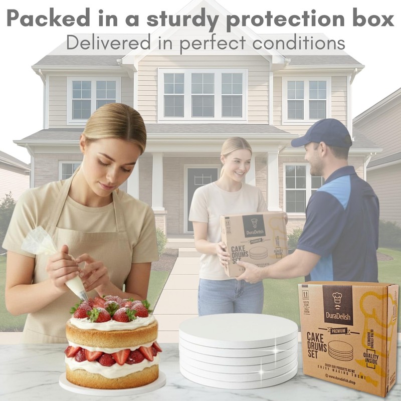 6 PCS 10 Inch Round Cake Drum Reversible 1/2 Thick White Greaseproof Base gallery