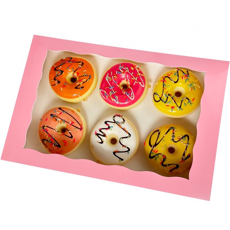 12x8x2.5 Inch Pink Auto Pop Up Bakery Pastry Donut Muffin Cookie Box 15 PCS gallery