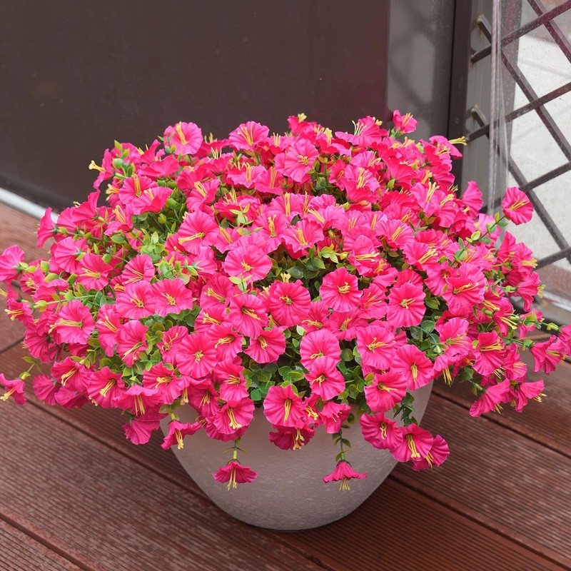 Maxkes Artificial Flowers For Outdoors Uv Resistant Fake Silk Morning Glory