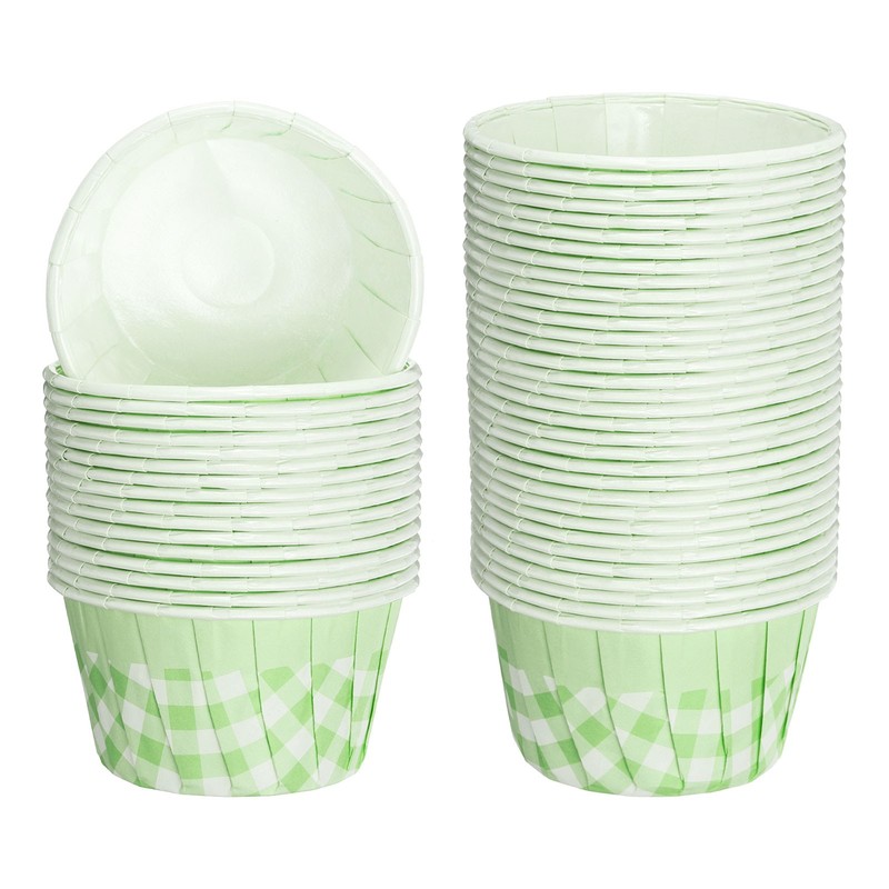 Lattice Cupcake Liners, 50Pcs Cupcake Muffins Liners Holder(Light Green & White)