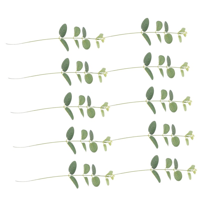 10 Pcs Cupcake Topper Faux Plants Greenery Decor Fake Eucalyptus Leaves
