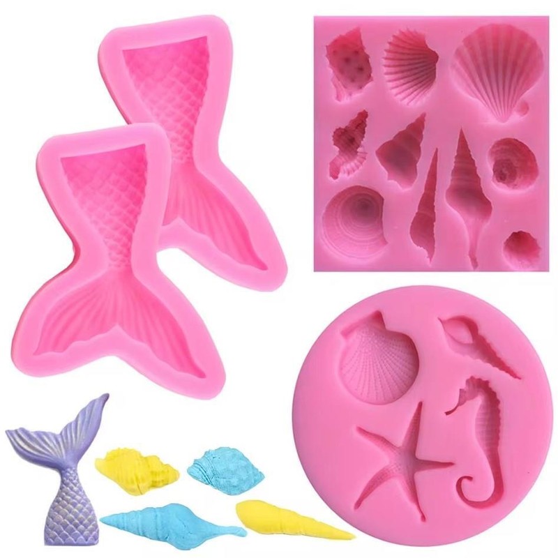 Mermaid Tail & Sea Life Decorating Sugar Craft Silicone Molds FAST SHIP! A67