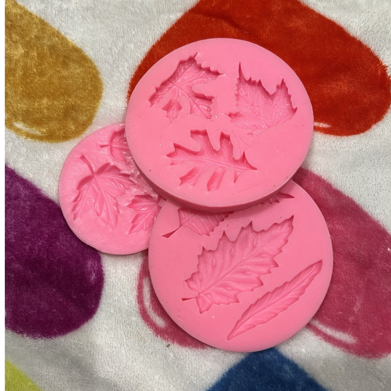 Pink Silicone Leaf Sugarcraft Mold Non-Stick Floral Nature Cake Decorating Tool