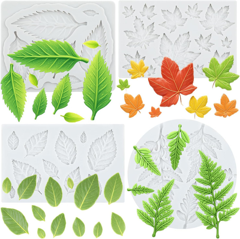 Leaf Silicone Mold Maple Leaves Rose Leaf Fern Leaves Polymer Clay Molds for DIY