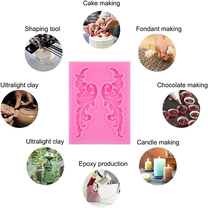 5-Piece Baroque Style Silicone Molds for Elegant Cake & Craft Decorations gallery