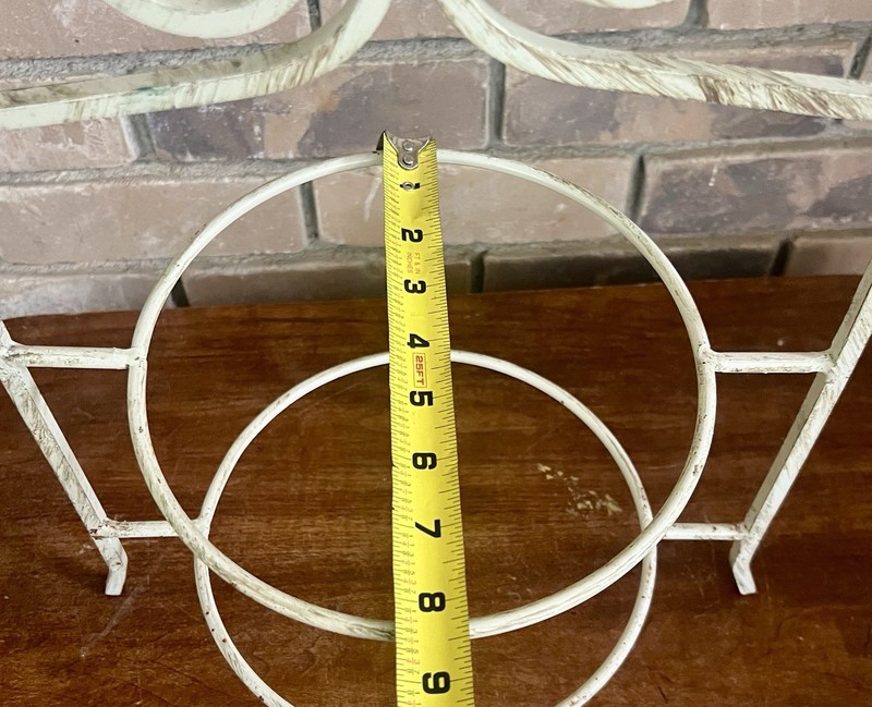 Vintage Distressed Metal 2 Tier Dessert Plate Stand Scroll Tea Party Server gallery