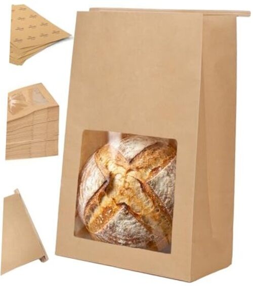 Pack Large Thick Brown Kraft Paper Boule Bread Bags for Homemade 100 Solid
