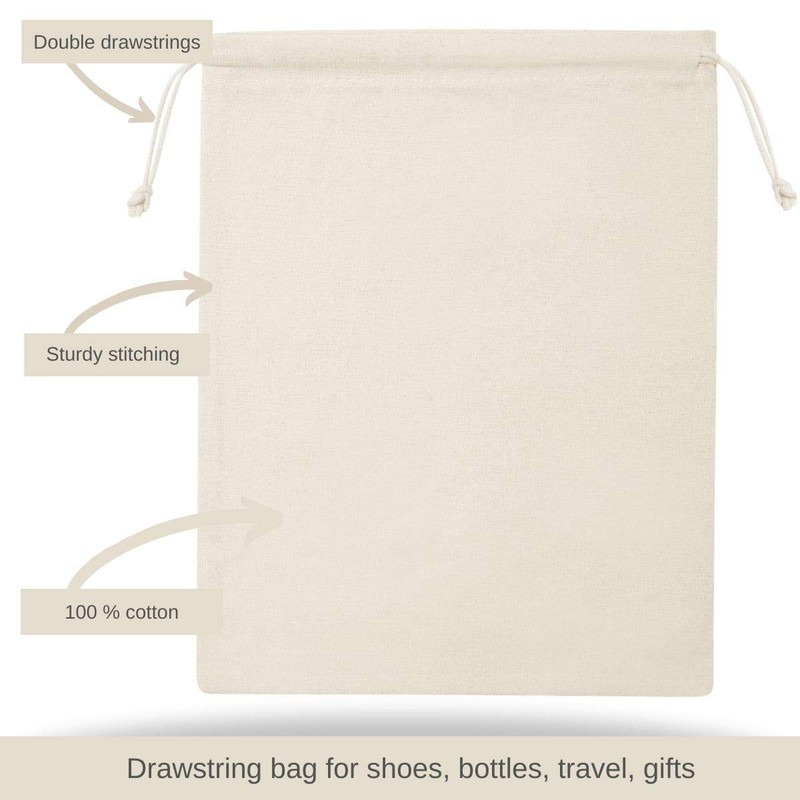 DR 100% Cotton Muslin Drawstring Bags (8x10 Inch - 12-Pack) Natural Unbleache... gallery