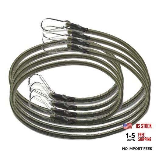 Pcs 51 Inch Bungee Cords with Carabiner Hooks, 8mm Thick High Elastic 1.3M 4