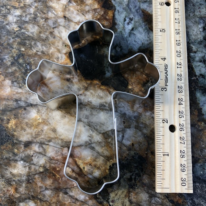 Silver Metal Cross-Shaped Cookie Cutter, Religious Theme, 1 Pack