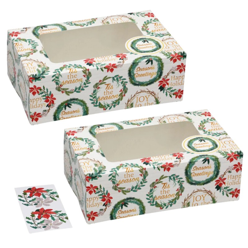 Christmas Bakery Boxes for Cookies Cupcakes Donuts Muffins Tis the Season 2PCS