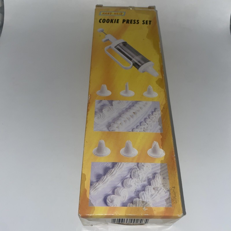 Cookie Press Set Hand-Held with 6 Nozzles and 24 Decorating Discs