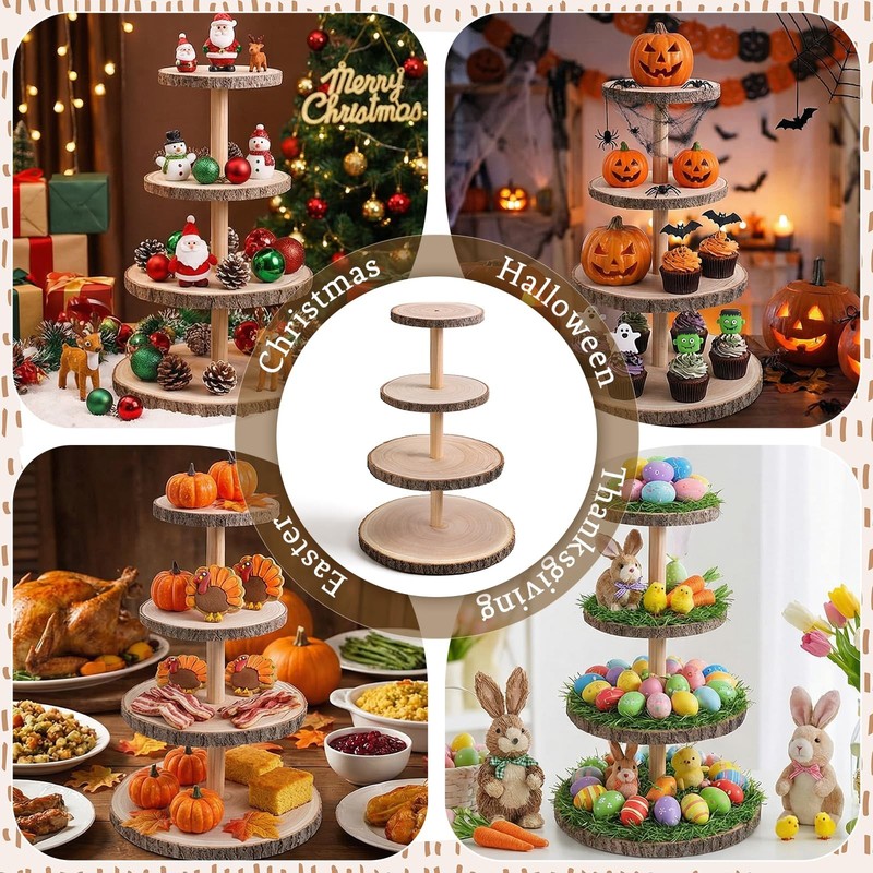 4-Tier Cupcake Stand - Rustic Tiered Dessert Display for Weddings & Parties gallery