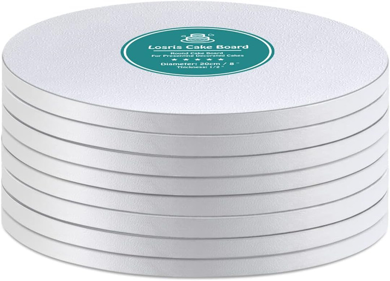 White Cake Drums round 14 Inch Cake Boards with 1/2-Inch Thick Smooth Edges for gallery