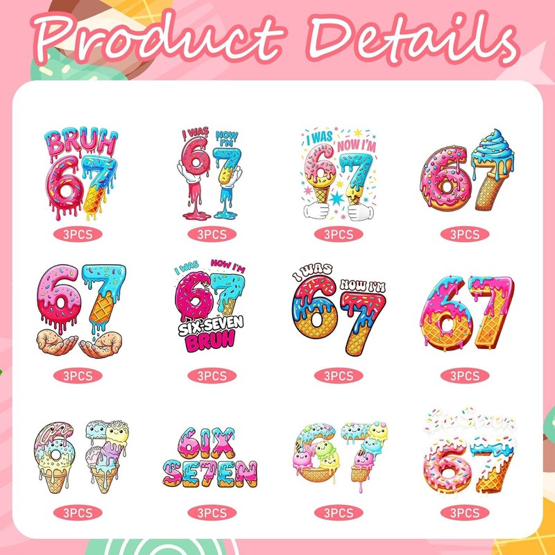 6 7 Birthday Decorations - 36 Pcs 6 7 Meme Birthday Theme Party Cupcake Toppers gallery