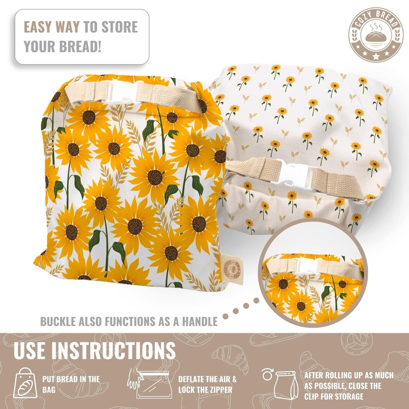 Cozy Bread® Reusable Bread Bag Set for Home Bakers | USA Brand | Charming D gallery