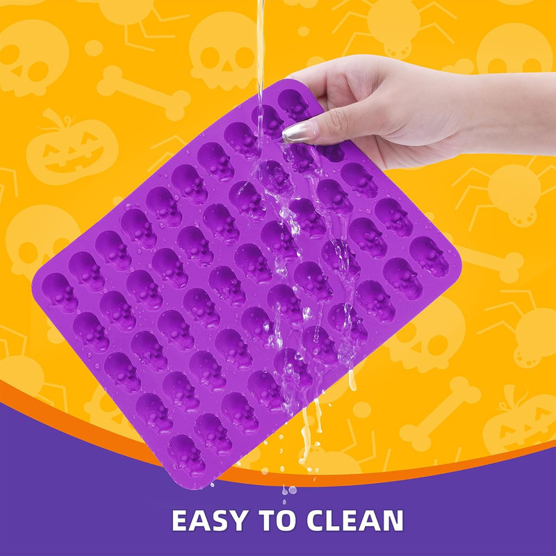 Halloween Chocolate Molds, 3D Skull Silicone Gummy Molds, 100 Cavity 2 Pack …